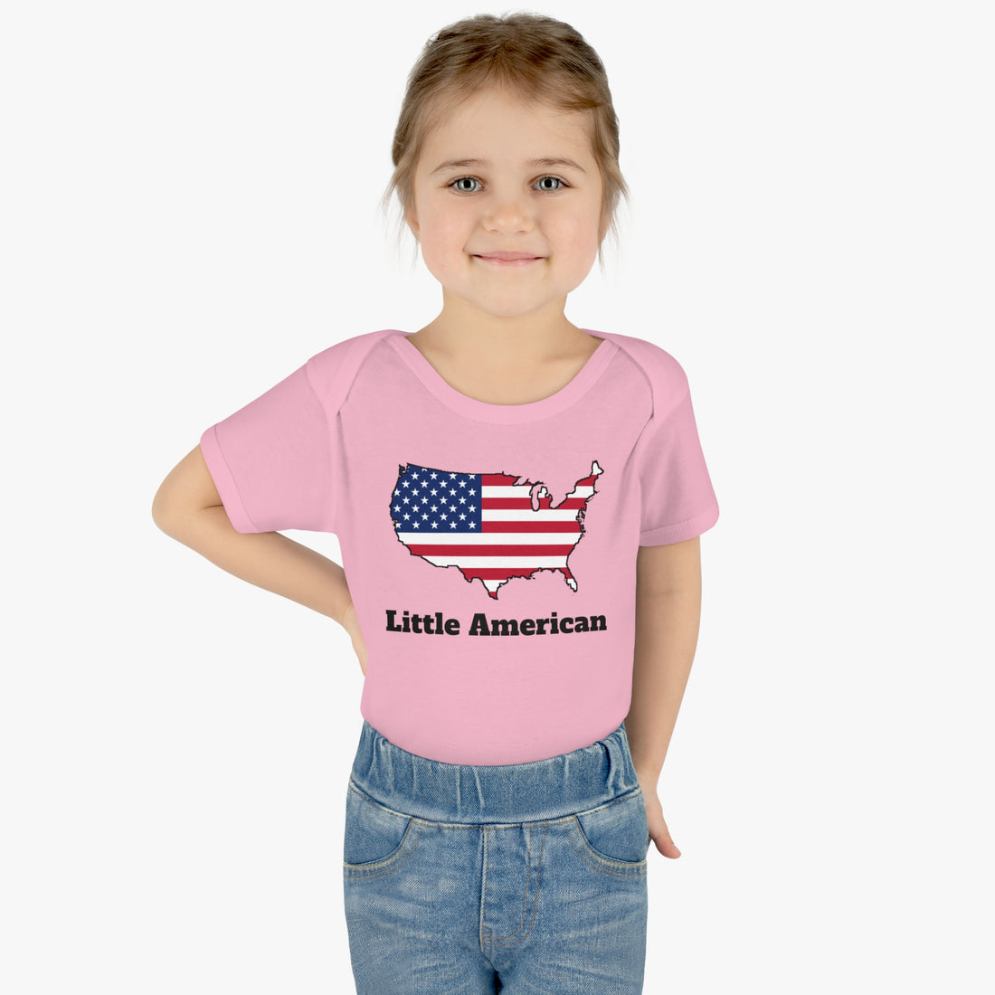 Little American USA flagged Map Infant Baby Rib Bodysuit