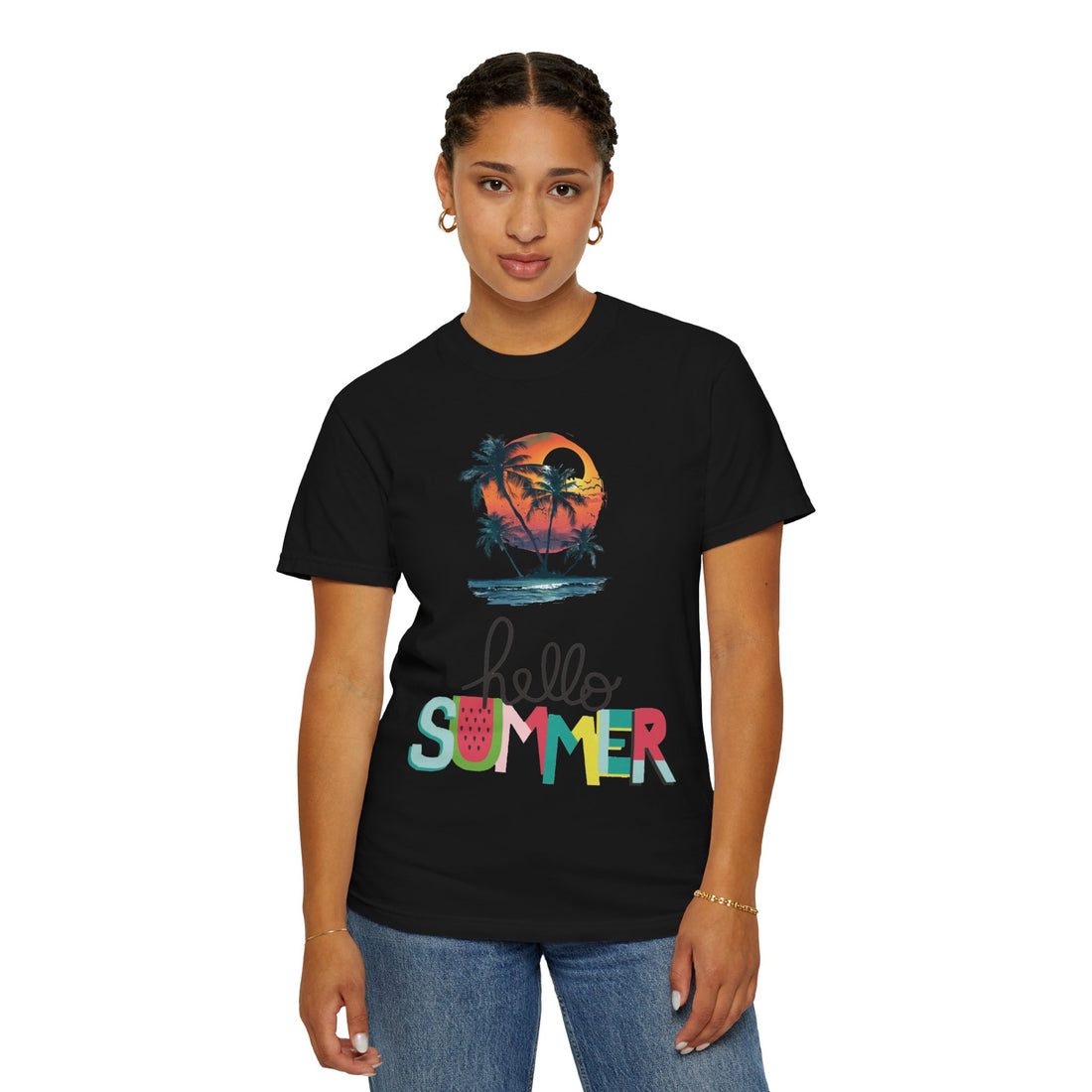 Hello Summer Sunset - Unisex Garment-Dyed T-shirt