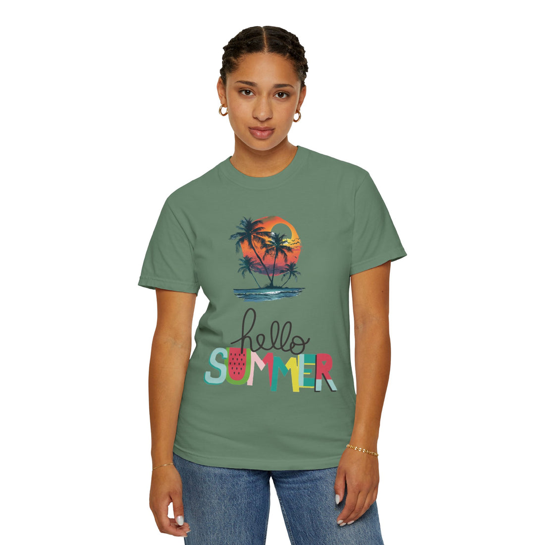 Hello Summer Sunset - Unisex Garment-Dyed T-shirt