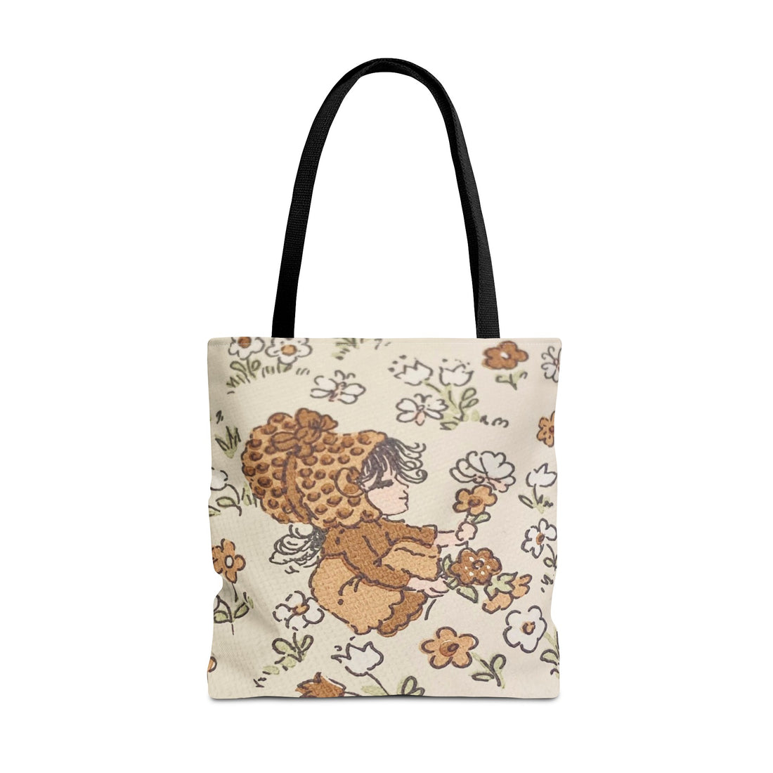 Vintage Girls Collecting Flowers Trending Tote Bag