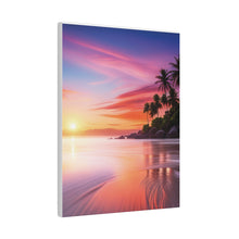 Breathtaking Sunset, Tropical Island, Palm trees Silhouetted, Colorful sky Stunning - Matte Canvas, Stretched, 0.75