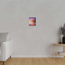 Breathtaking Sunset, Tropical Island, Palm trees Silhouetted, Colorful sky Stunning - Matte Canvas, Stretched, 0.75