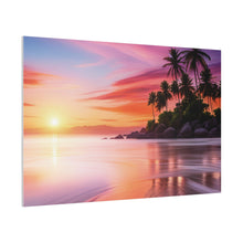 Breathtaking Sunset, Tropical Island, Palm trees Silhouetted, Colorful sky Stunning - Matte Canvas, Stretched, 0.75