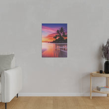 Breathtaking Sunset, Tropical Island, Palm trees Silhouetted, Colorful sky Stunning - Matte Canvas, Stretched, 0.75