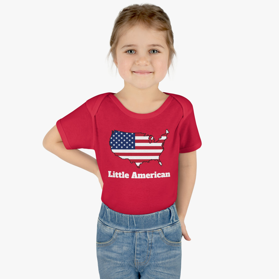Little American USA flagged Map Infant Baby Rib Bodysuit