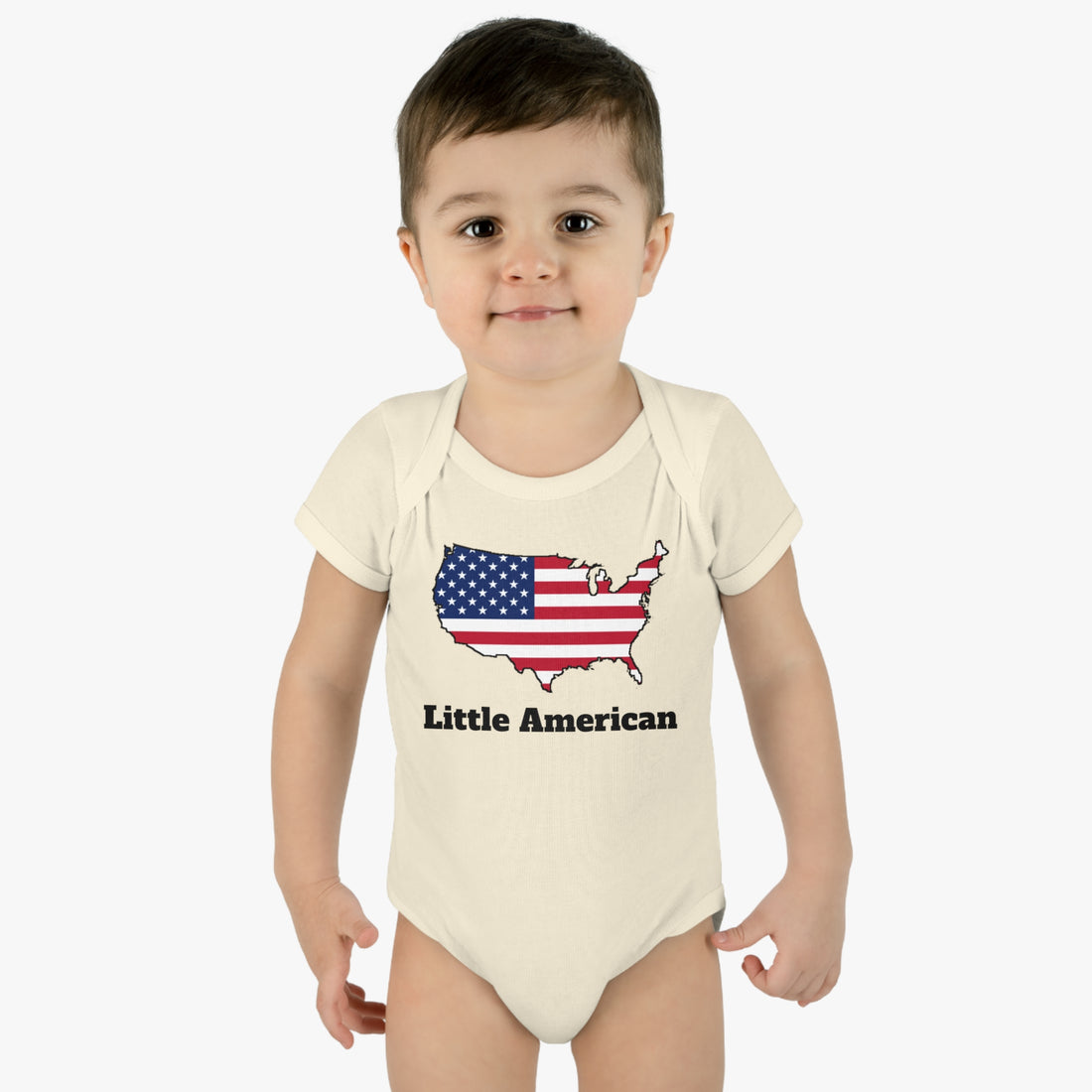 Little American USA flagged Map Infant Baby Rib Bodysuit