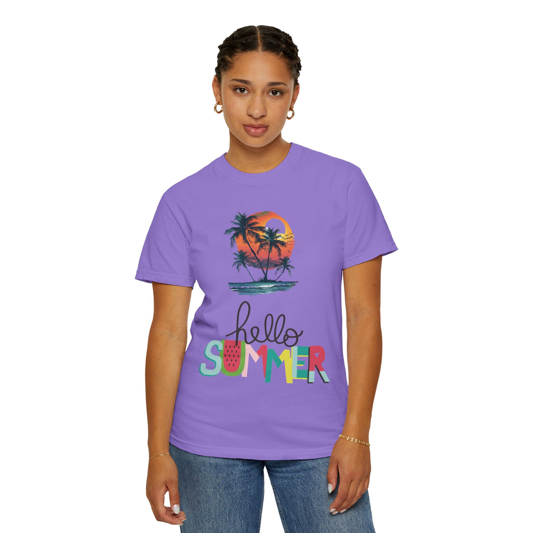 Hello Summer Sunset - Unisex Garment-Dyed T-shirt