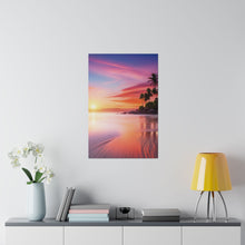 Breathtaking Sunset, Tropical Island, Palm trees Silhouetted, Colorful sky Stunning - Matte Canvas, Stretched, 0.75