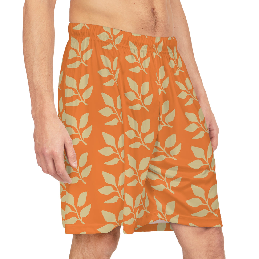 Orange Summer Flowers Basketball Shorts