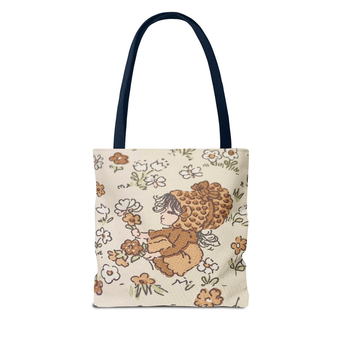 Vintage Girls Collecting Flowers Trending Tote Bag
