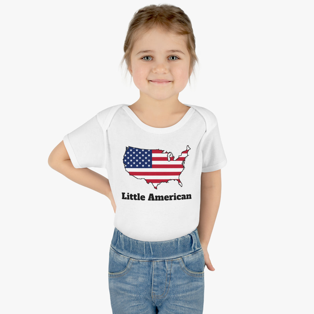 Little American USA flagged Map Infant Baby Rib Bodysuit