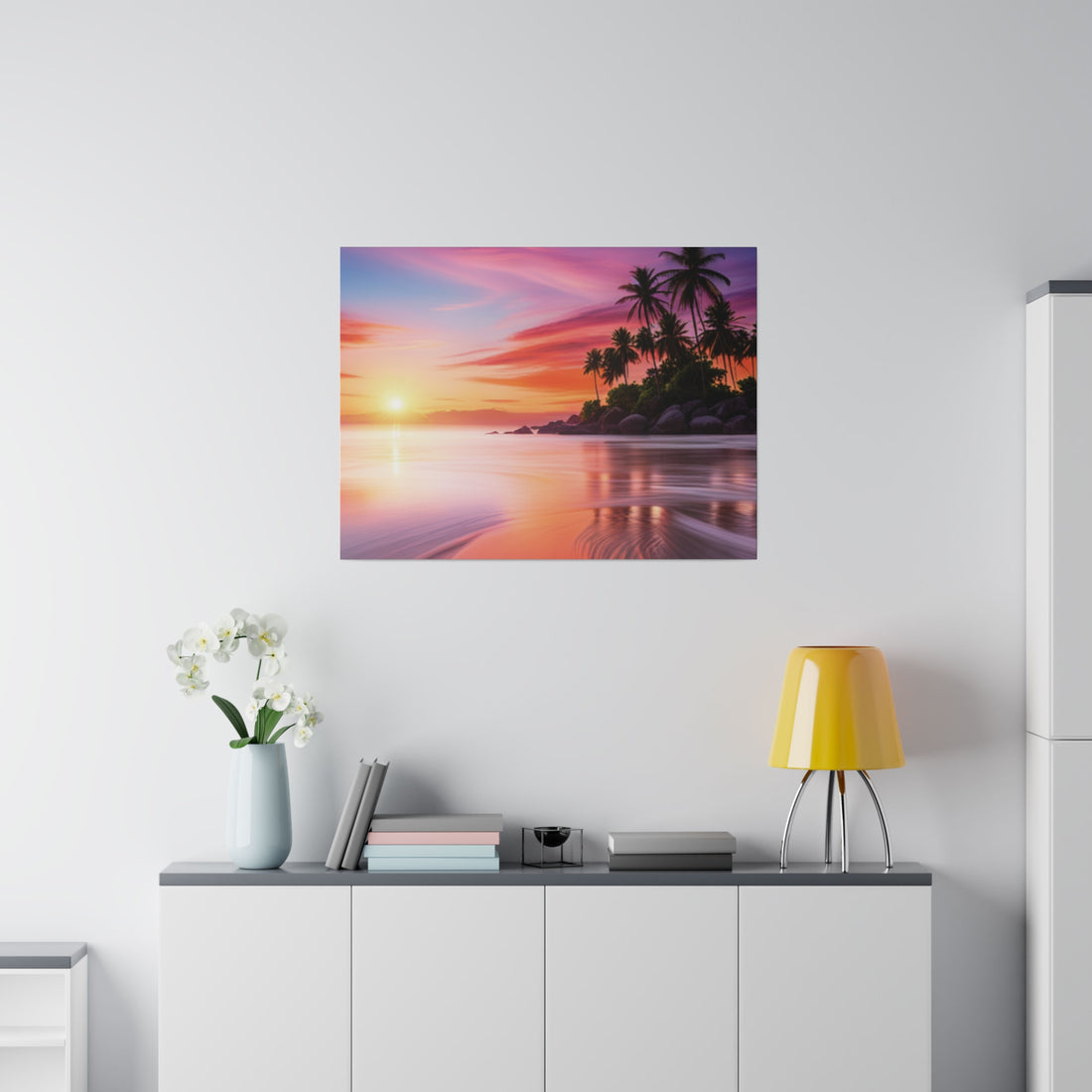 Tropical Island Sunset Matte Canvas, Stretched 0.75"