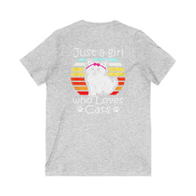 Just A Girl Who Loves Cats Women's Jersey Short Sleeve V-Neck Tee