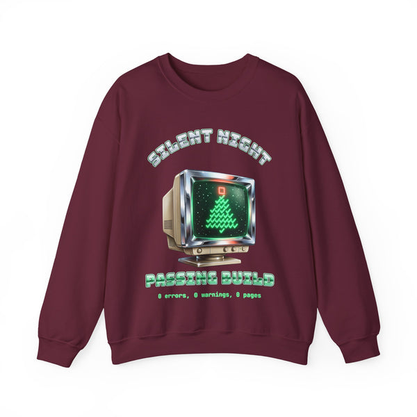 programmer Christmas sweatshirt Silent Night Passing Build, dark color by Inkida, view 2