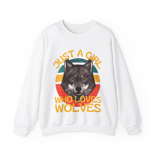 Just A Girl Who Love Wolves Unisex Heavy Blend™ Crewneck Sweatshirt