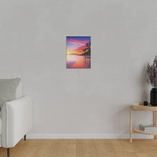 Breathtaking Sunset, Tropical Island, Palm trees Silhouetted, Colorful sky Stunning - Matte Canvas, Stretched, 0.75