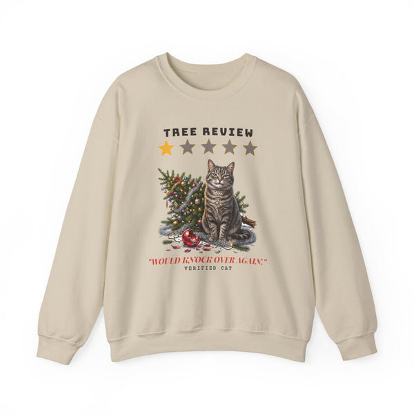 Tree Review: One Star, Would Knock Over Again funny sweatshirt, view 2