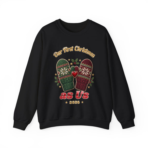 Our First Christmas as Us couples Christmas sweatshirt, dark color by Inkida, view 1