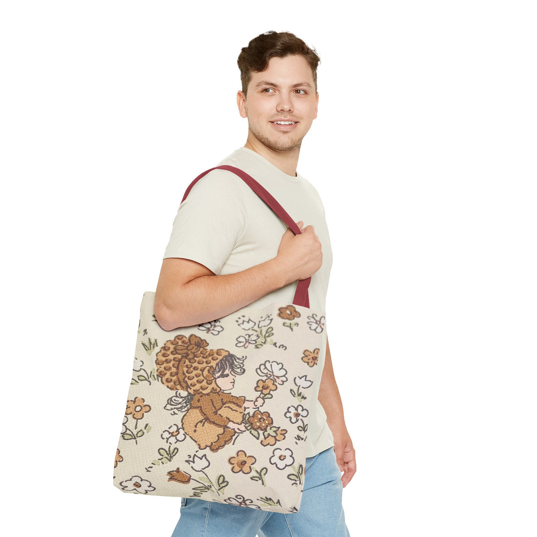Vintage Girls Collecting Flowers Trending Tote Bag