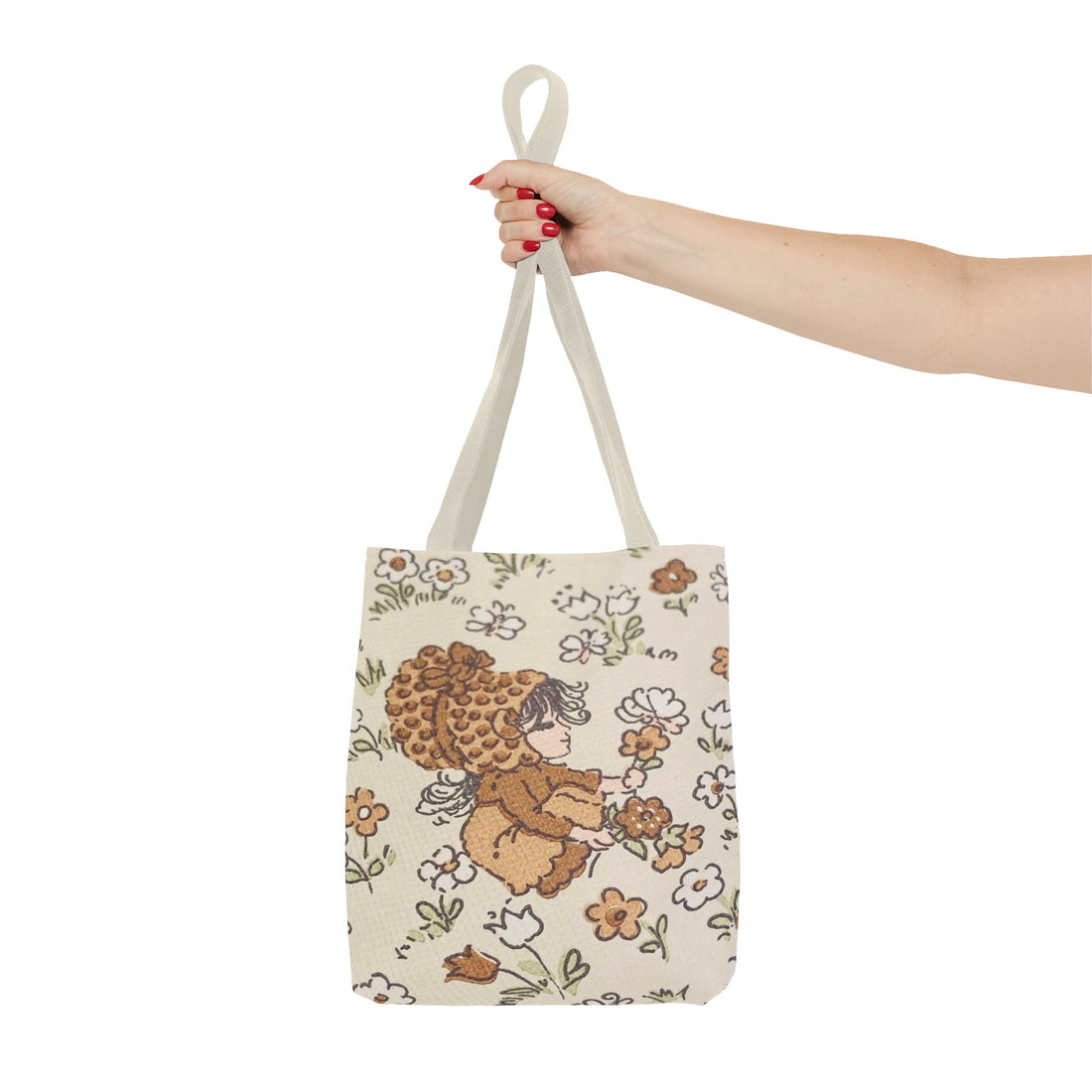 Vintage Girls Collecting Flowers Trending Tote Bag