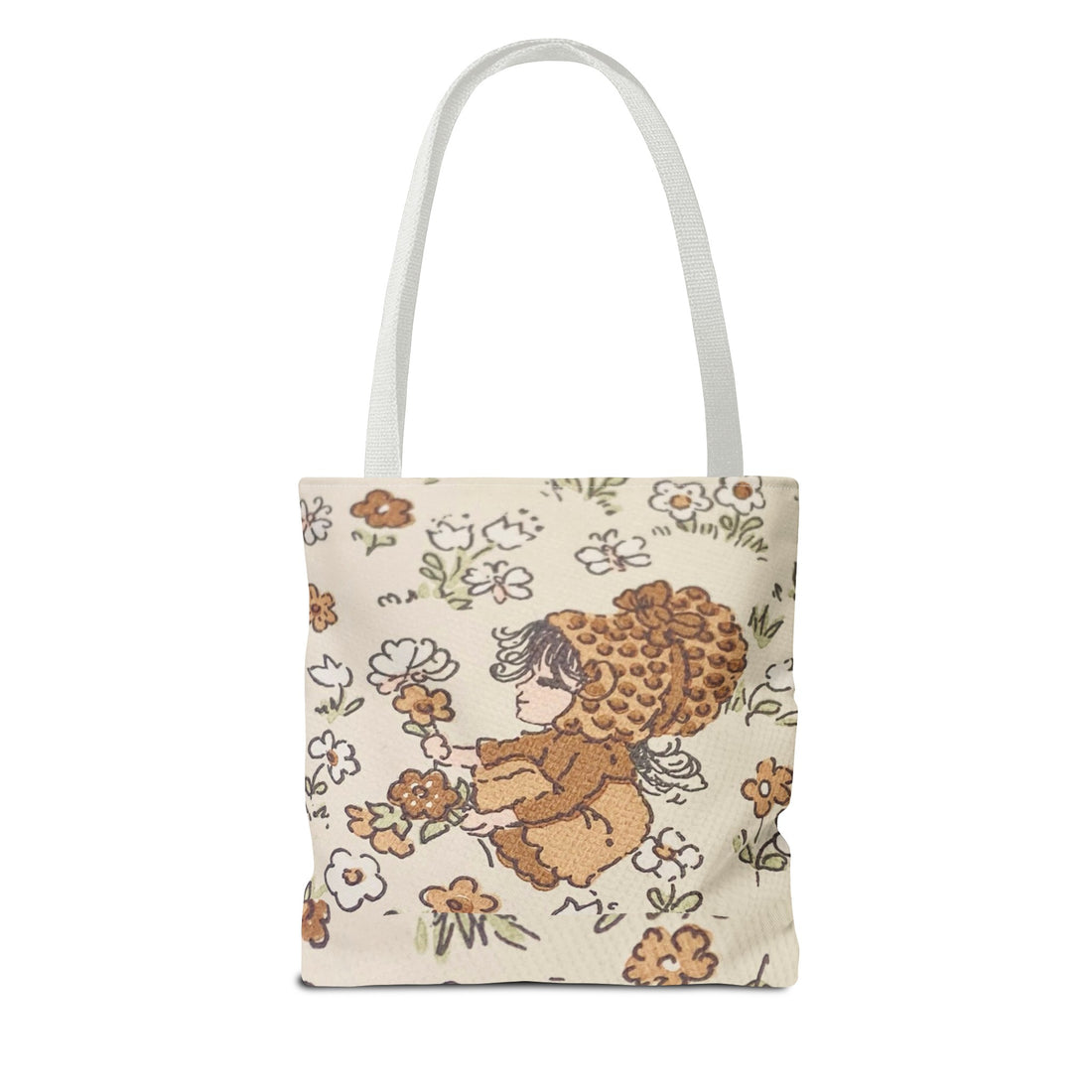 Vintage Girls Collecting Flowers Trending Tote Bag