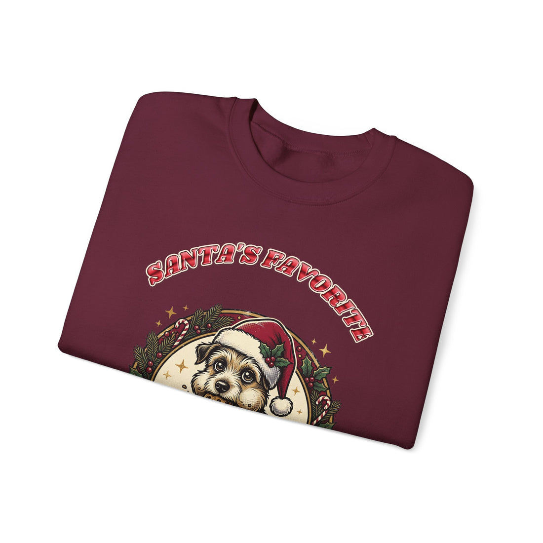 funny dog Christmas sweatshirt Santa's Favorite Snack Thief, dark color by Inkida, view 9