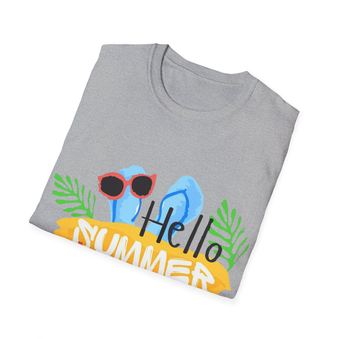 Hello Summer & Tiger in Back Unisex Softstyle T-Shirt