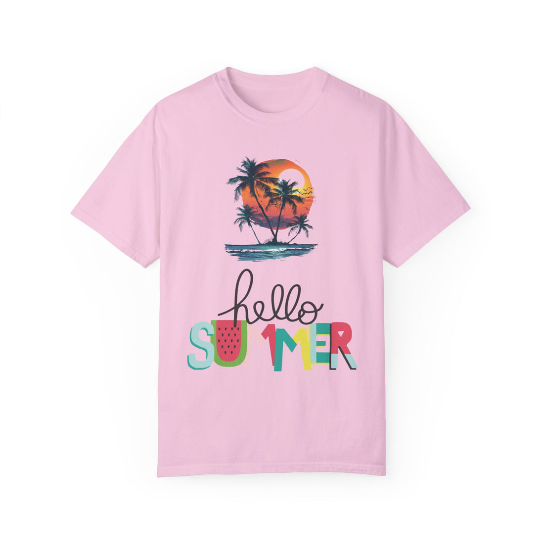Hello Summer Sunset - Unisex Garment-Dyed T-shirt
