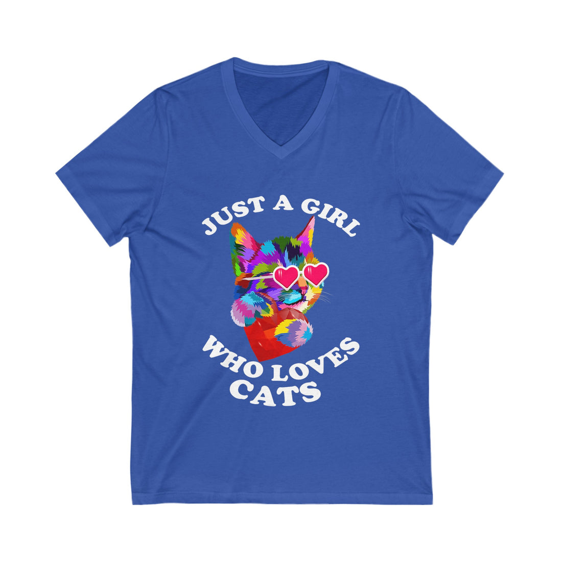 Just A Girl Who Loves Cats Women's Jersey Short Sleeve V-Neck Tee