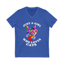Just A Girl Who Loves Cats Women's Jersey Short Sleeve V-Neck Tee