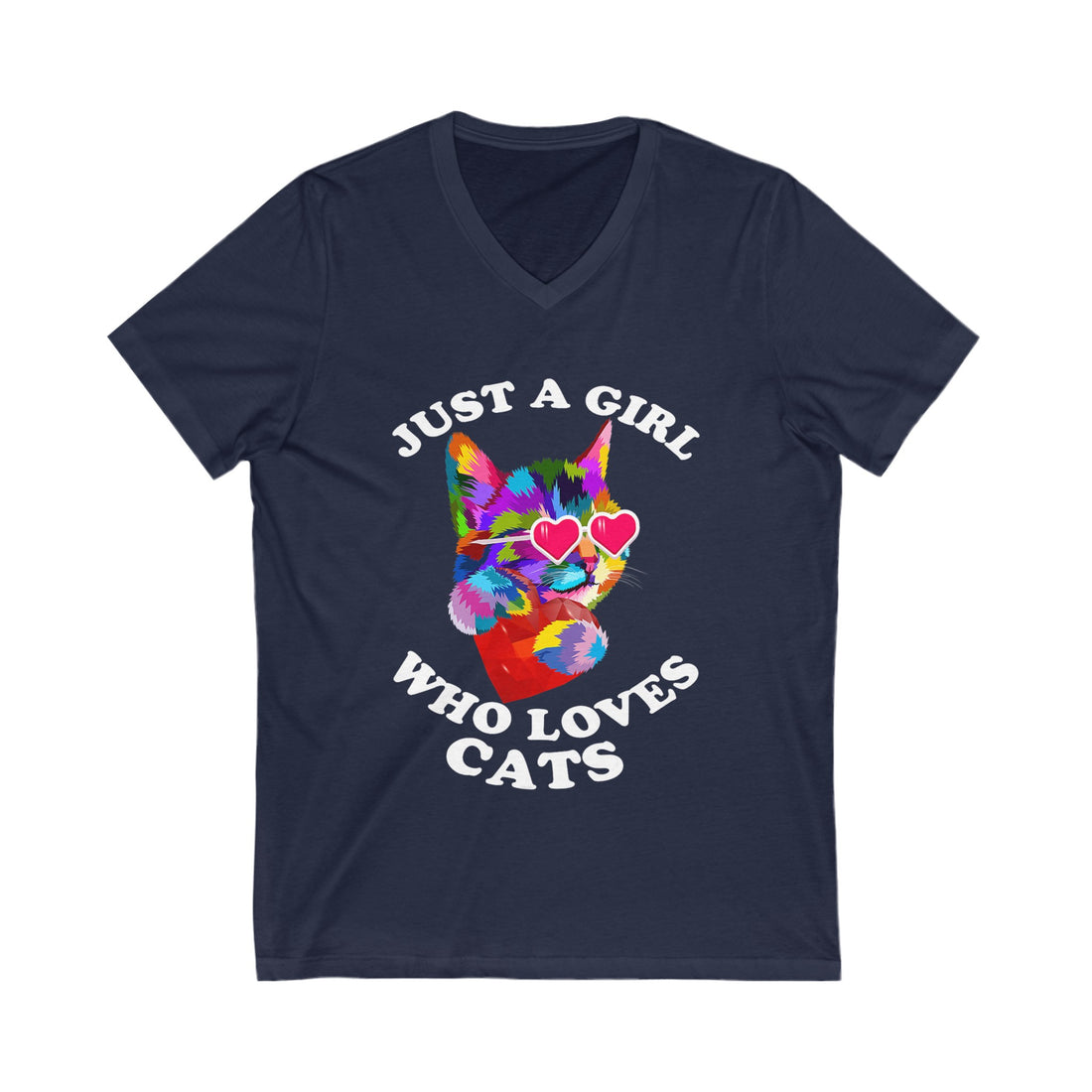 Just A Girl Who Loves Cats Women's Jersey Short Sleeve V-Neck Tee