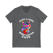 Just A Girl Who Loves Cats Women's Jersey Short Sleeve V-Neck Tee
