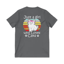 Just A Girl Who Loves Cats Women's Jersey Short Sleeve V-Neck Tee