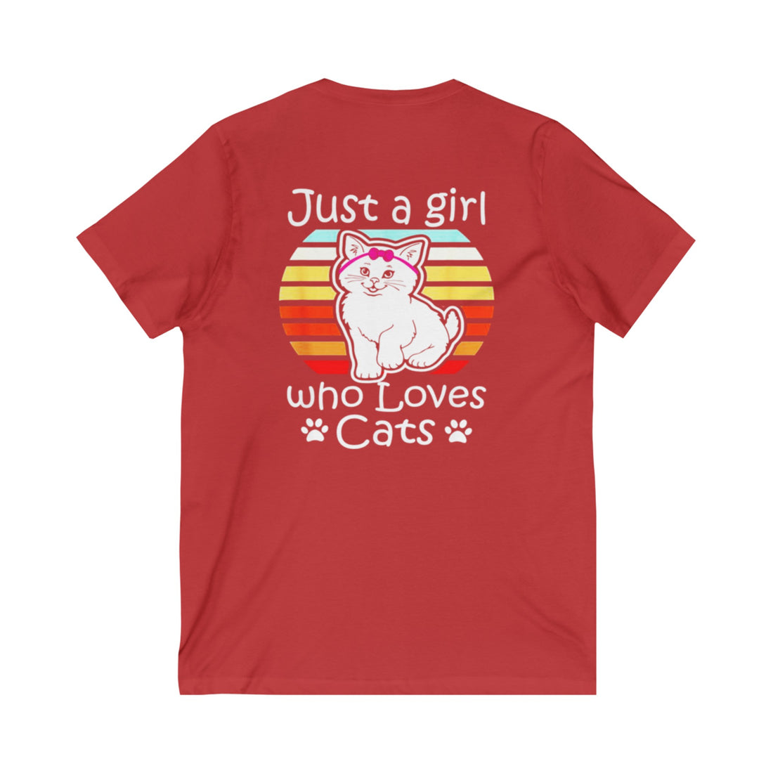 Just A Girl Who Loves Cats Women's Jersey Short Sleeve V-Neck Tee