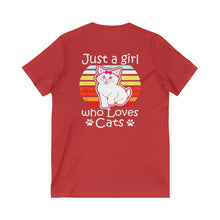 Just A Girl Who Loves Cats Women's Jersey Short Sleeve V-Neck Tee