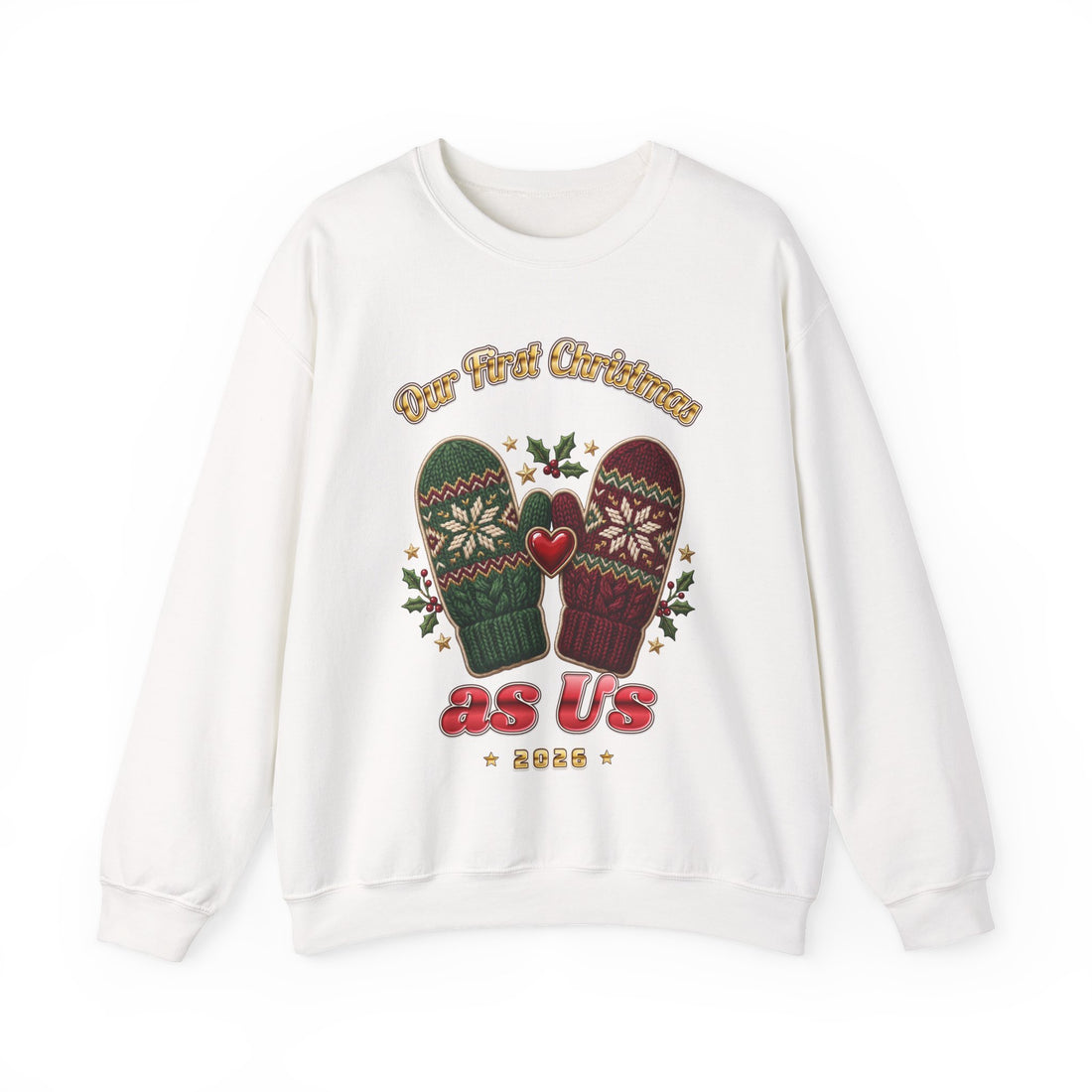Our First Christmas as Us couples Christmas sweatshirt by Inkida, view 1