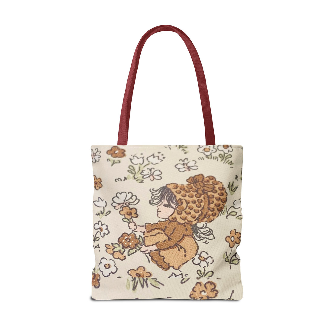 Vintage Girls Collecting Flowers Trending Tote Bag