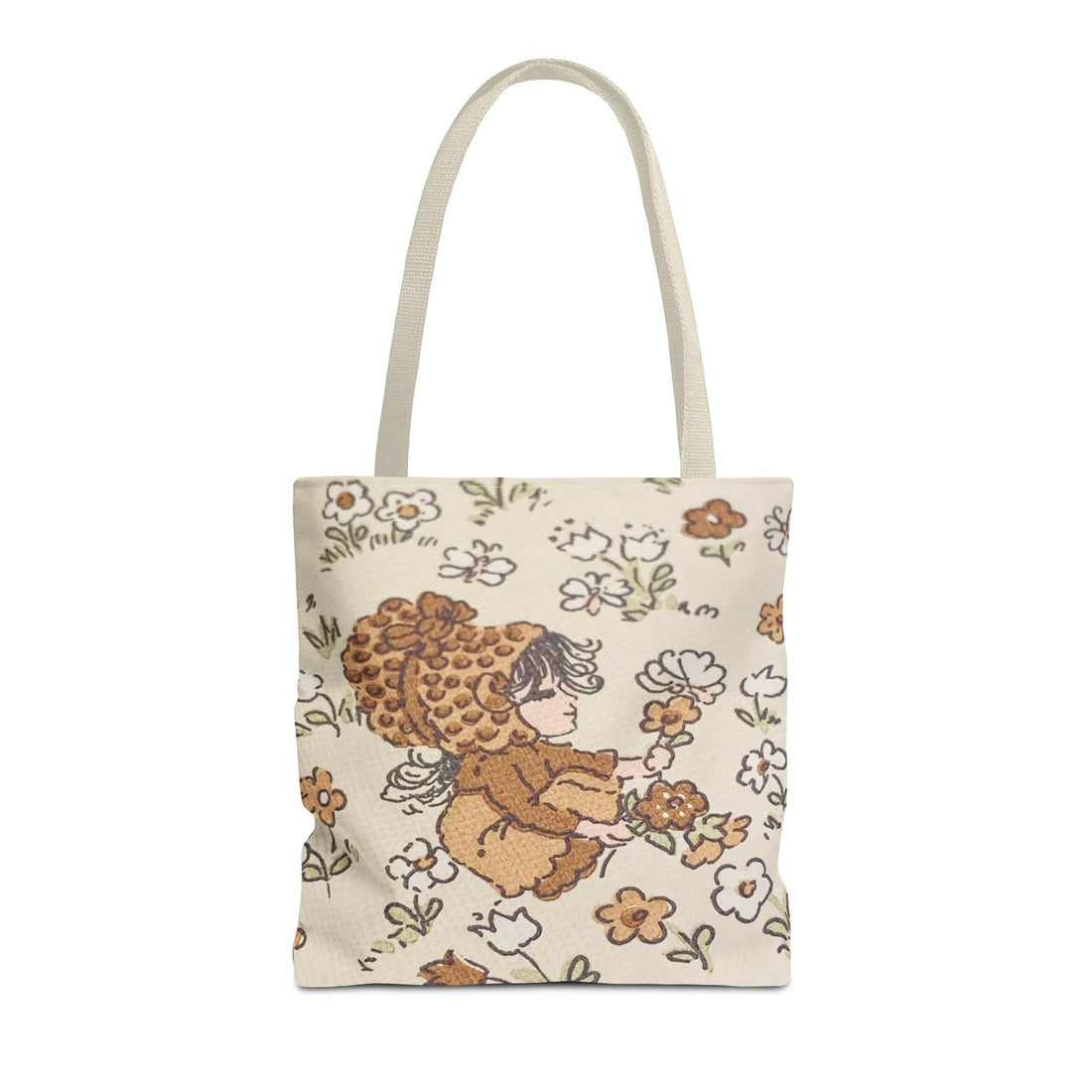 Vintage Girls Collecting Flowers Trending Tote Bag