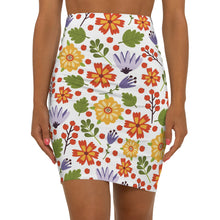 Summer Patterned Colorful Flowers Mid-Waist Pencil Skirt