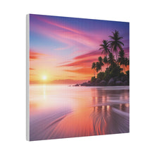 Breathtaking Sunset, Tropical Island, Palm trees Silhouetted, Colorful sky Stunning - Matte Canvas, Stretched, 0.75