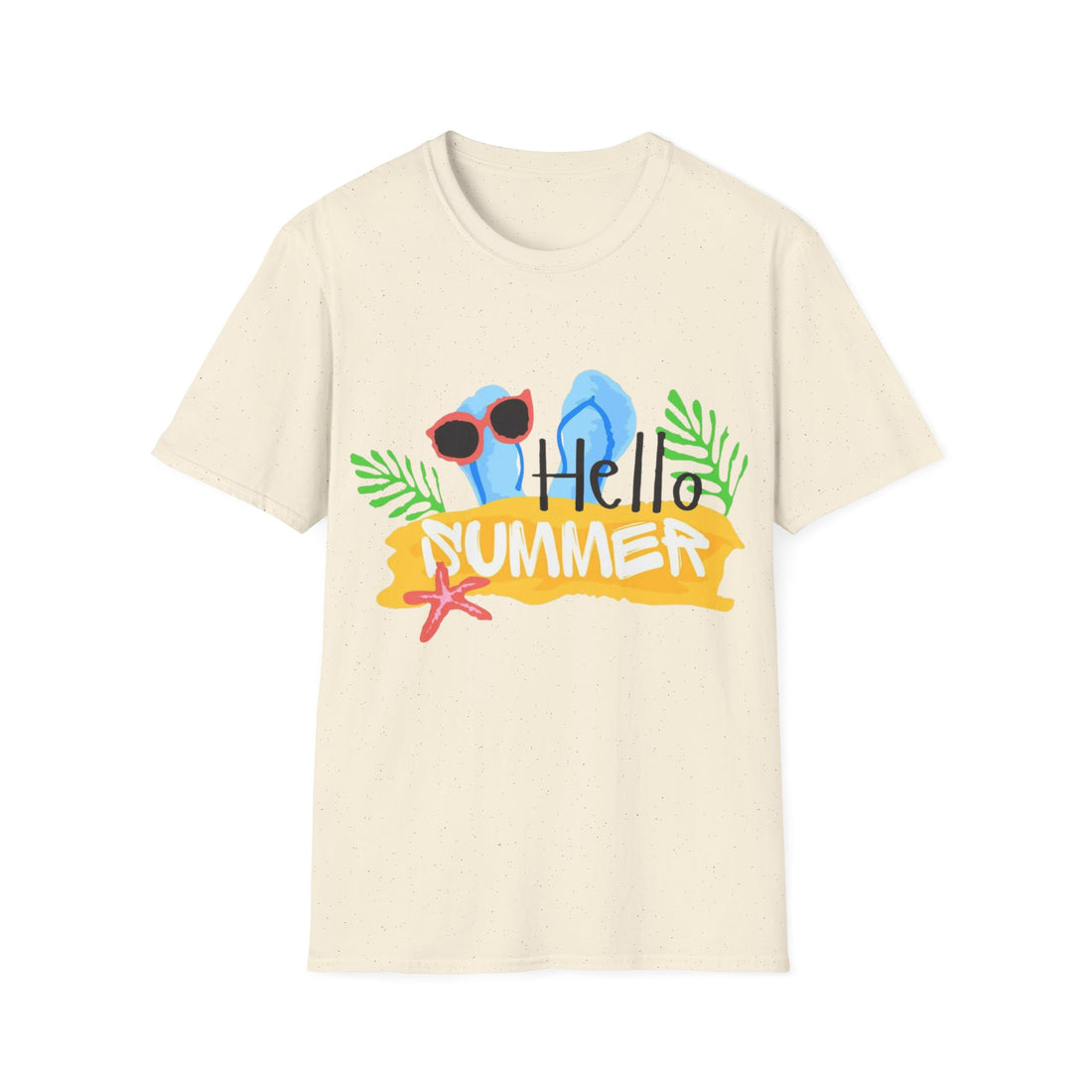 Hello Summer & Tiger in Back Unisex Softstyle T-Shirt