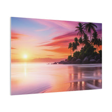 Breathtaking Sunset, Tropical Island, Palm trees Silhouetted, Colorful sky Stunning - Matte Canvas, Stretched, 0.75