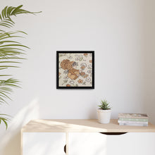 Vintage Girls Collecting Flowers Matte Canvas, Black Frame
