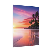 Breathtaking Sunset, Tropical Island, Palm trees Silhouetted, Colorful sky Stunning - Matte Canvas, Stretched, 0.75