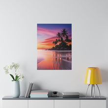 Breathtaking Sunset, Tropical Island, Palm trees Silhouetted, Colorful sky Stunning - Matte Canvas, Stretched, 0.75