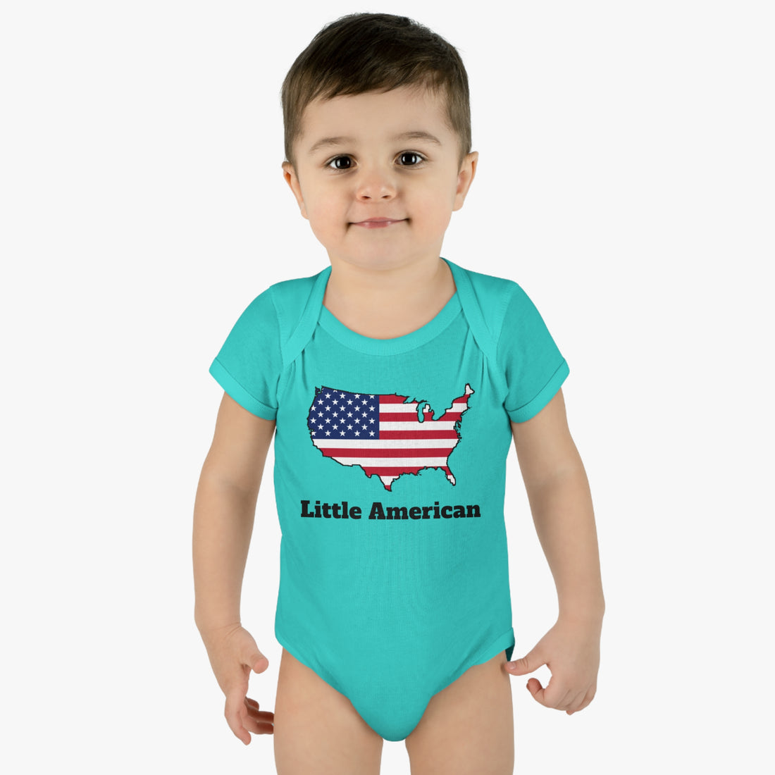Little American USA flagged Map Infant Baby Rib Bodysuit