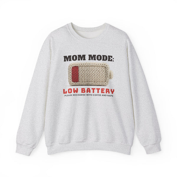 Mom Mode: Low Battery funny sweatshirt, view 2
