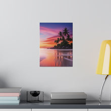 Breathtaking Sunset, Tropical Island, Palm trees Silhouetted, Colorful sky Stunning - Matte Canvas, Stretched, 0.75