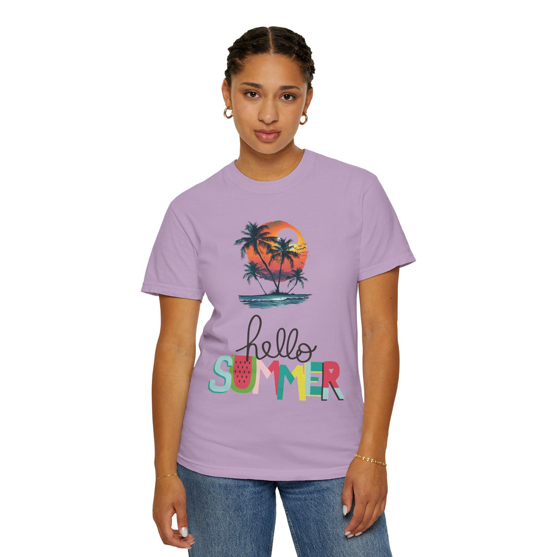 Hello Summer Sunset - Unisex Garment-Dyed T-shirt