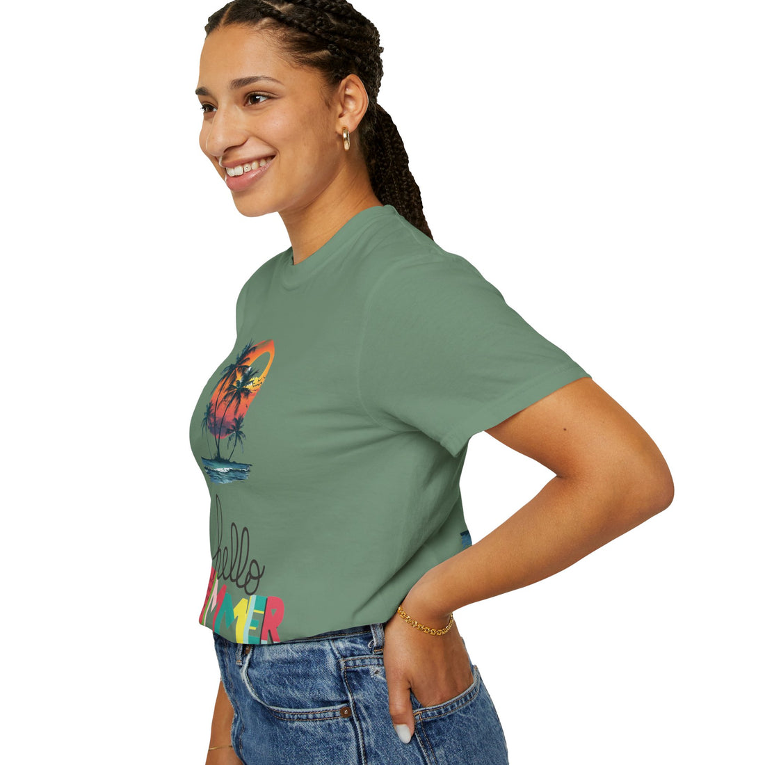 Hello Summer Sunset - Unisex Garment-Dyed T-shirt